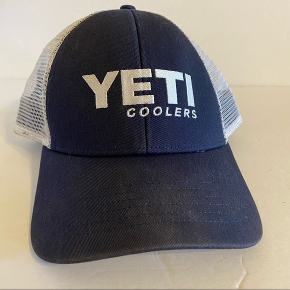 Yeti Coolers Snapback Hat Baseball Cap Navy White Adjustable - Picture 1 of 7